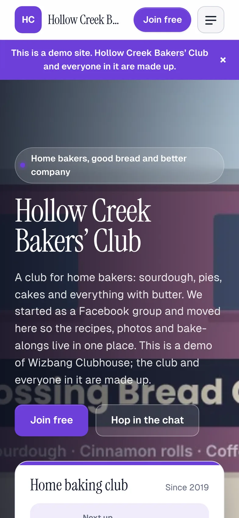 The same site on a phone
