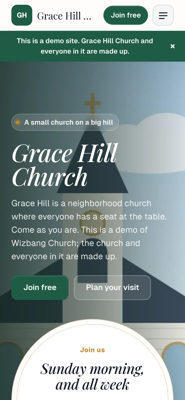 The same site on a phone