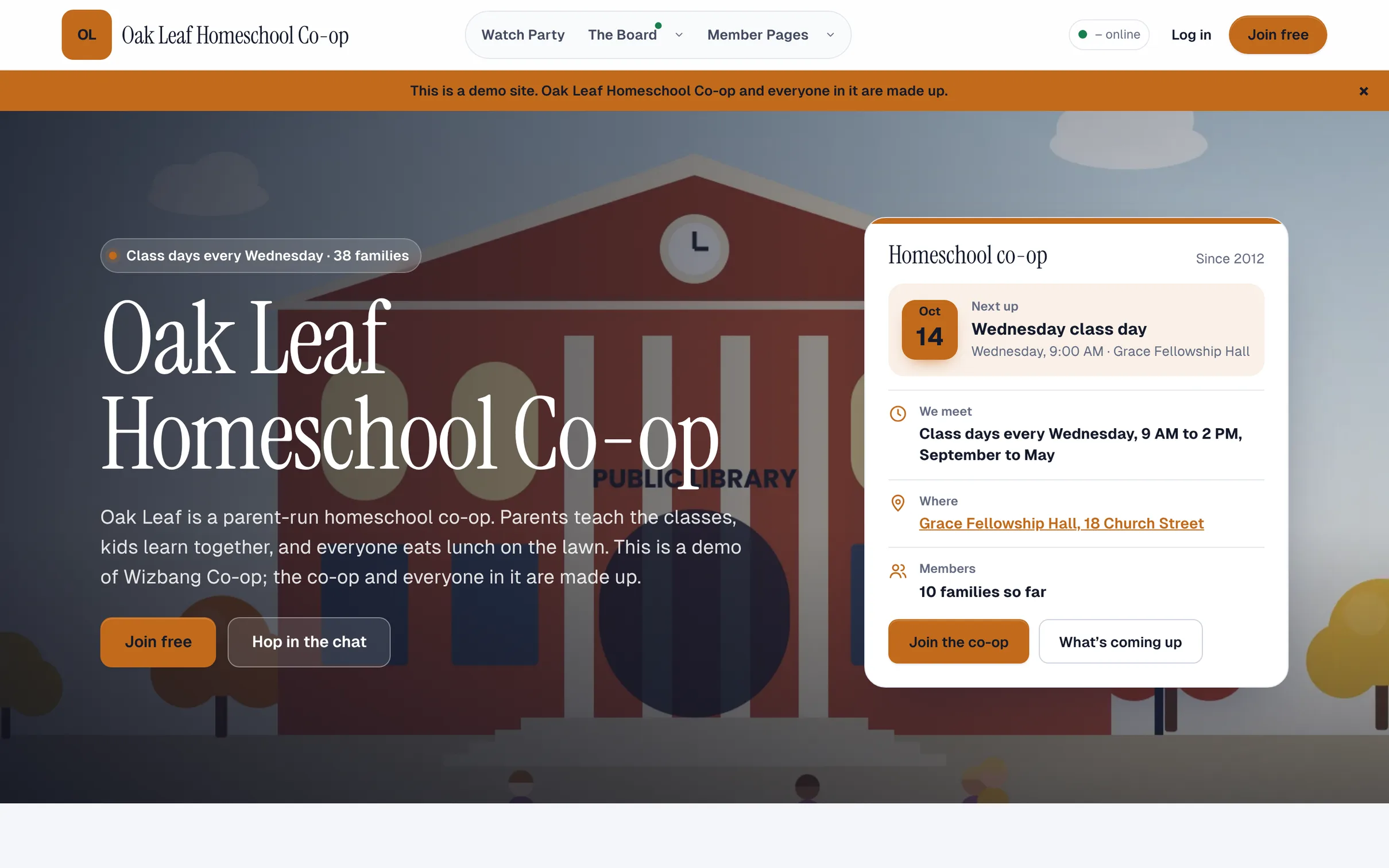 The Oak Leaf Homeschool Co-op demo site