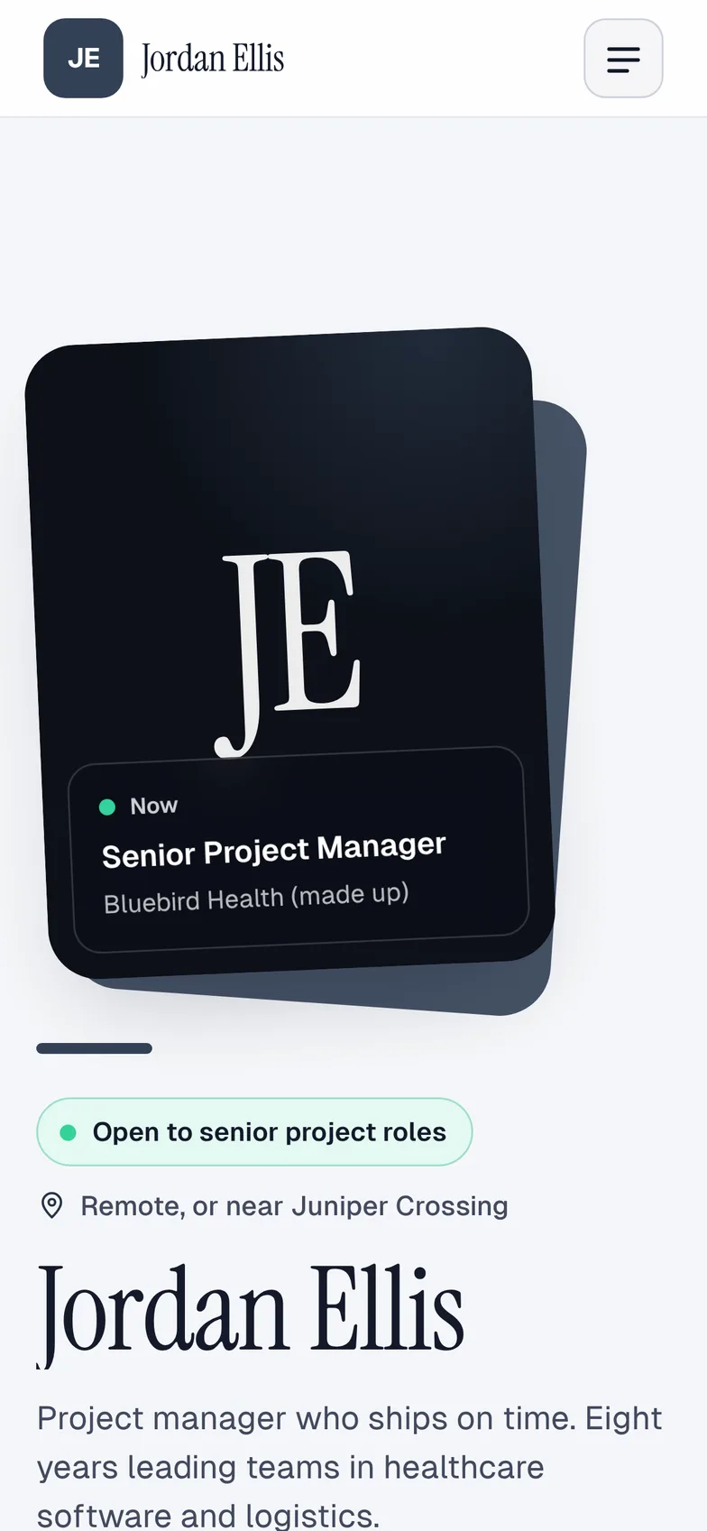 The same site on a phone