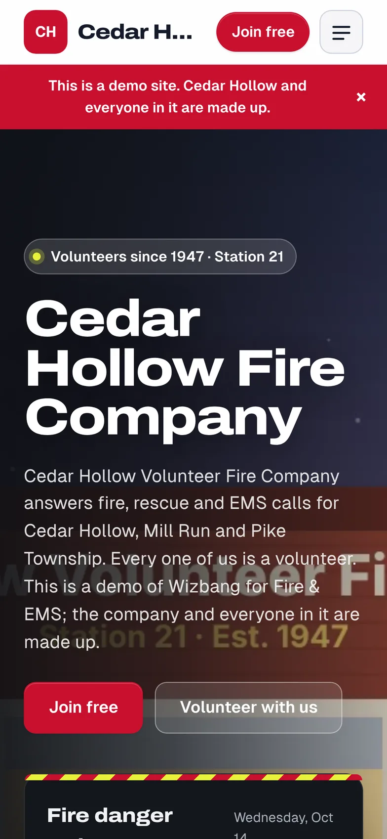 The same site on a phone