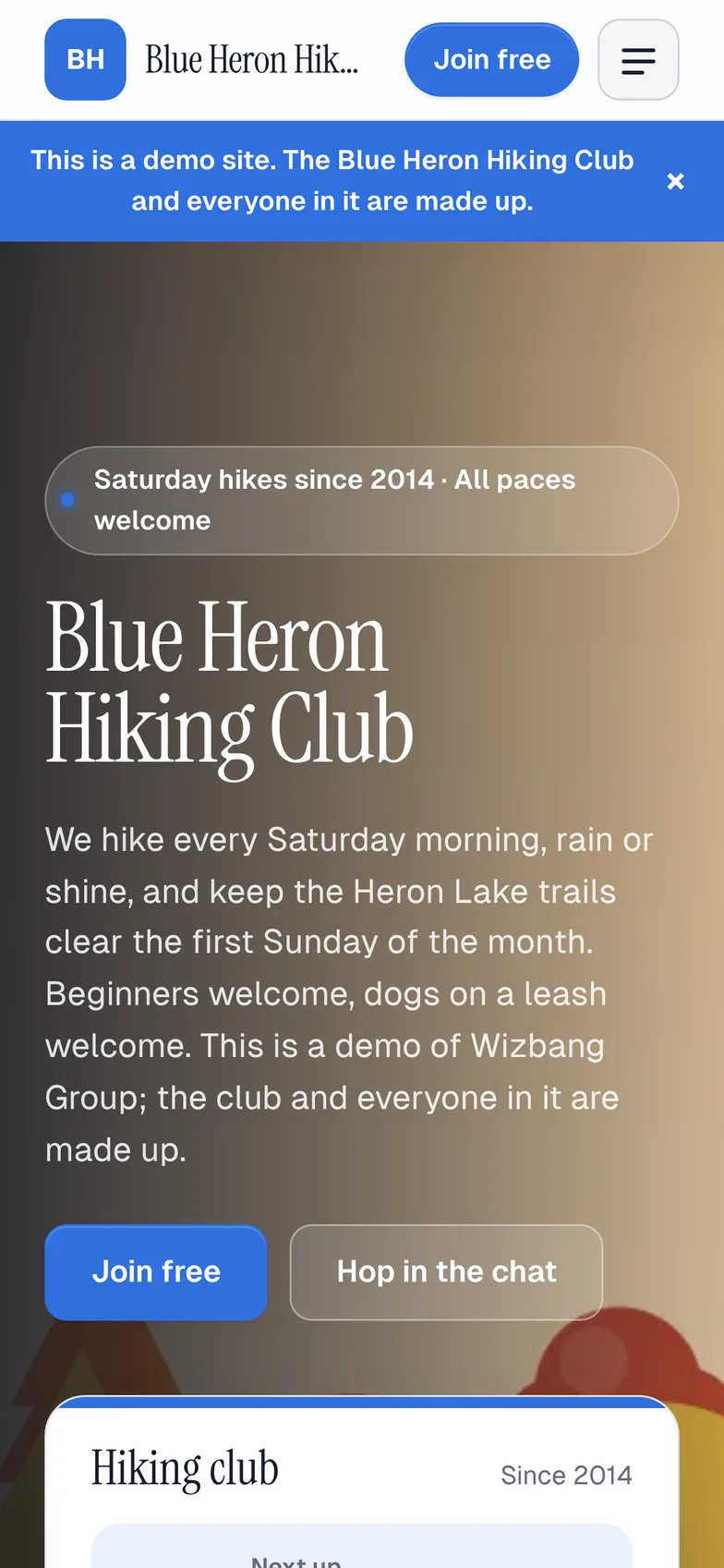 The same site on a phone