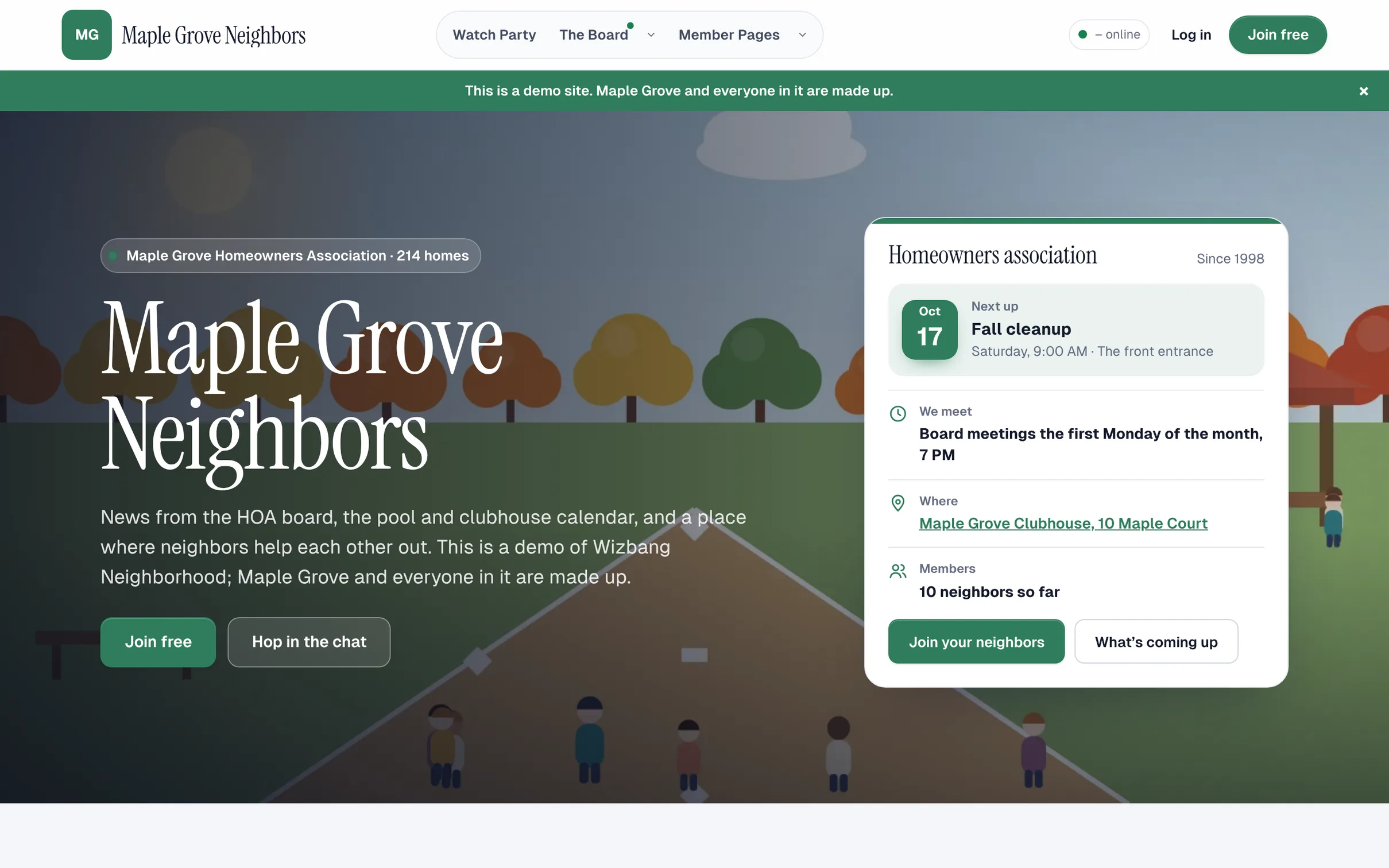 The Maple Grove Neighbors demo site