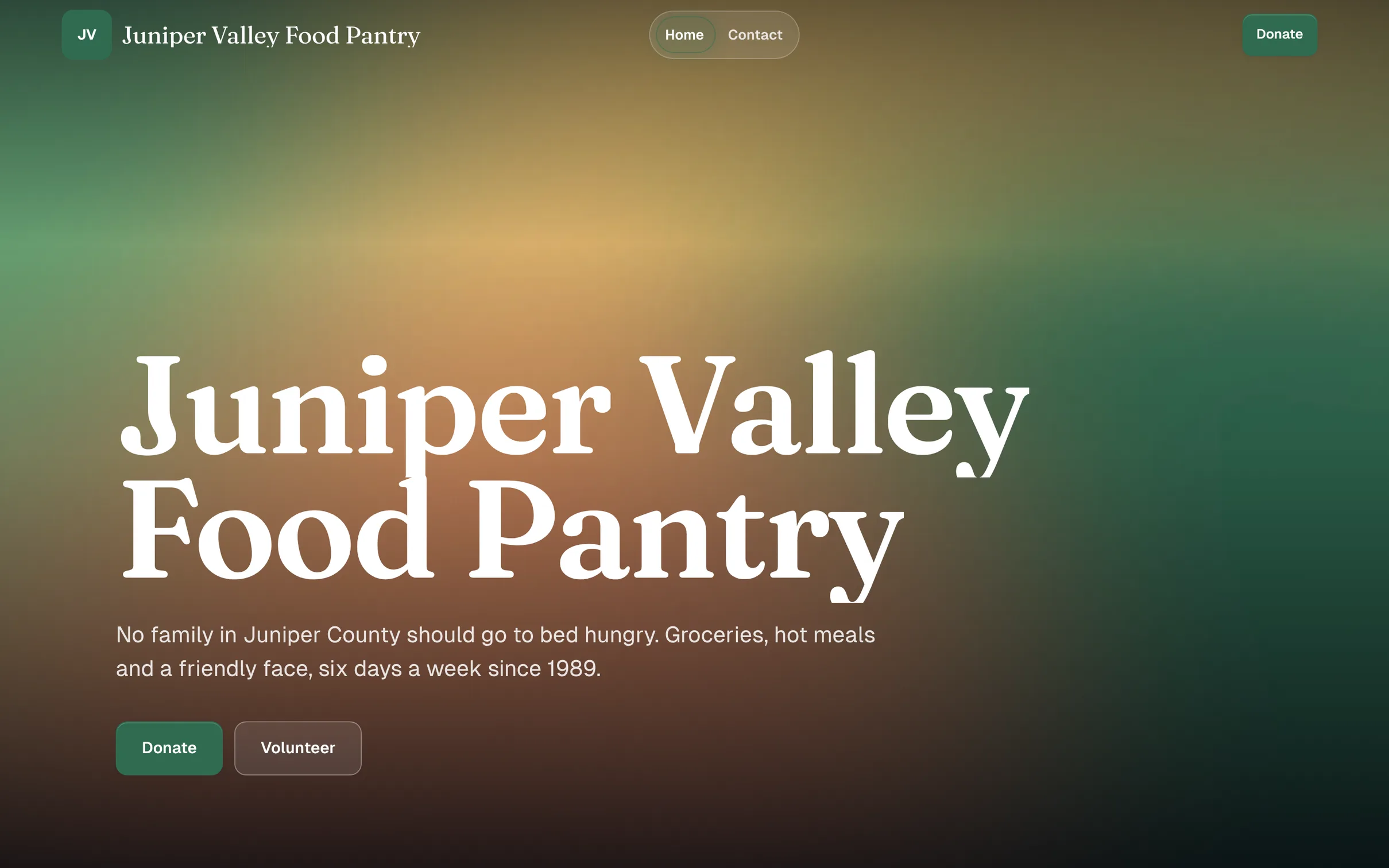 The Juniper Valley Food Pantry demo site