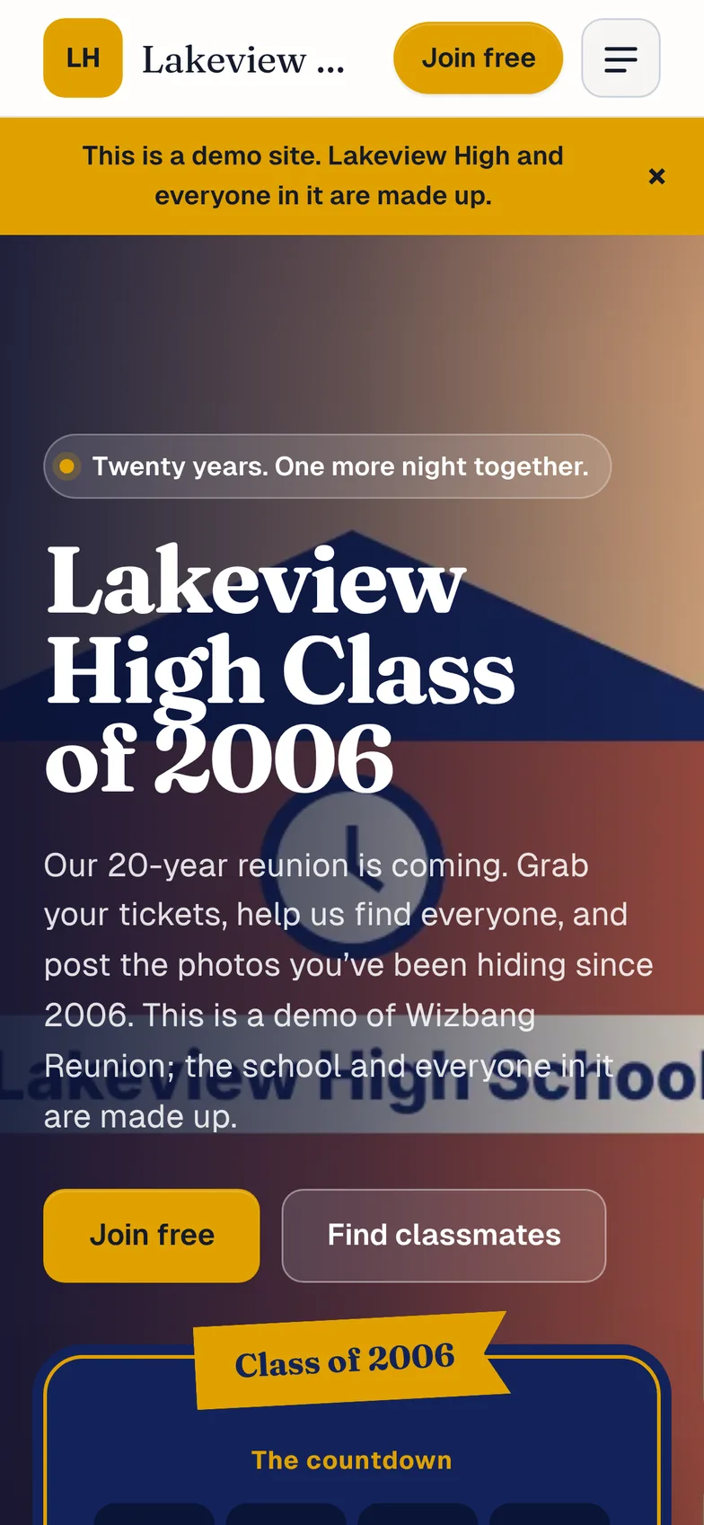 The same site on a phone