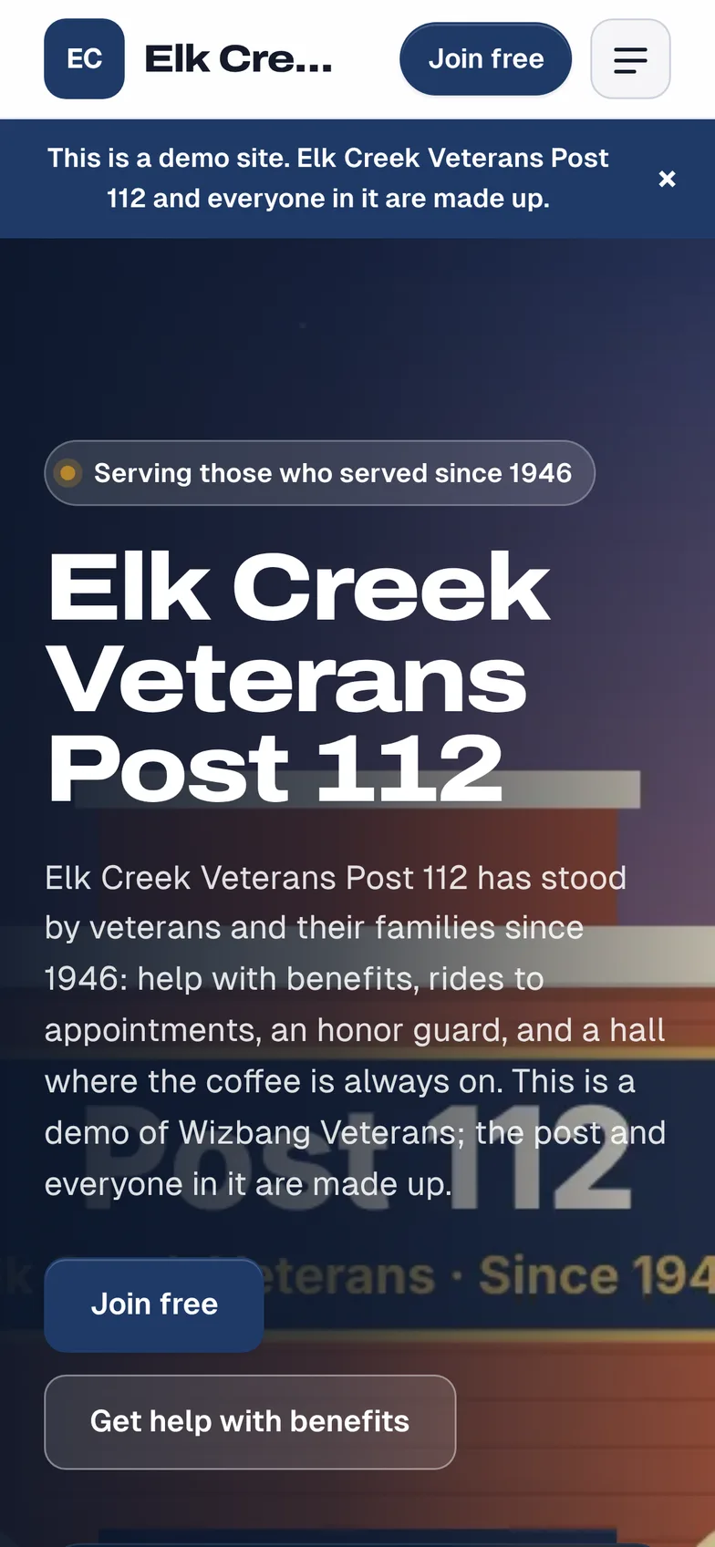 The same site on a phone